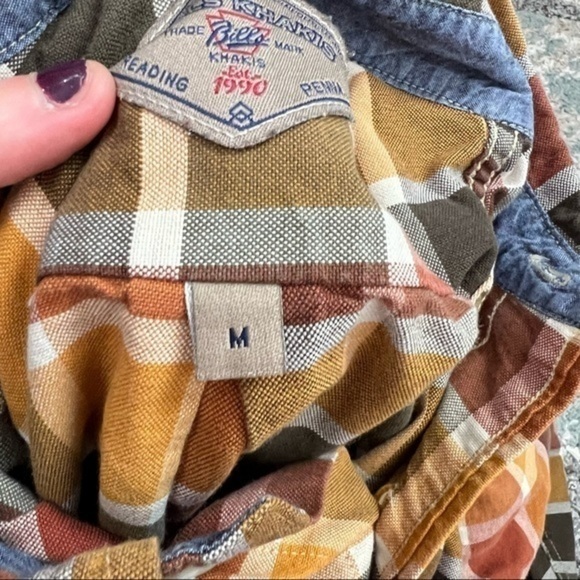 Bills Khakis Mens Button Down Shirt Brown Yellow Plaid Long Sleeve 100% Cotton M - Picture 8 of 9